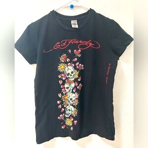 Ed Hardy Y2K Skull Graphic T-Shirt by Christian Audigier Size Medium